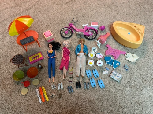 Lot of Mattel Vintage Barbie Toys (Accessories, Moped, Vintage Dolls, & more)