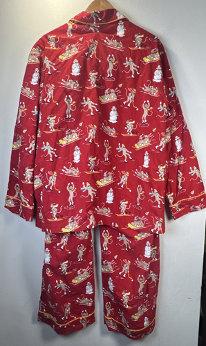 Nick & Nora Pajama Set Womens Large Sock Monkey Sleepwear Pajamas holiday Red - Picture 5 of 11