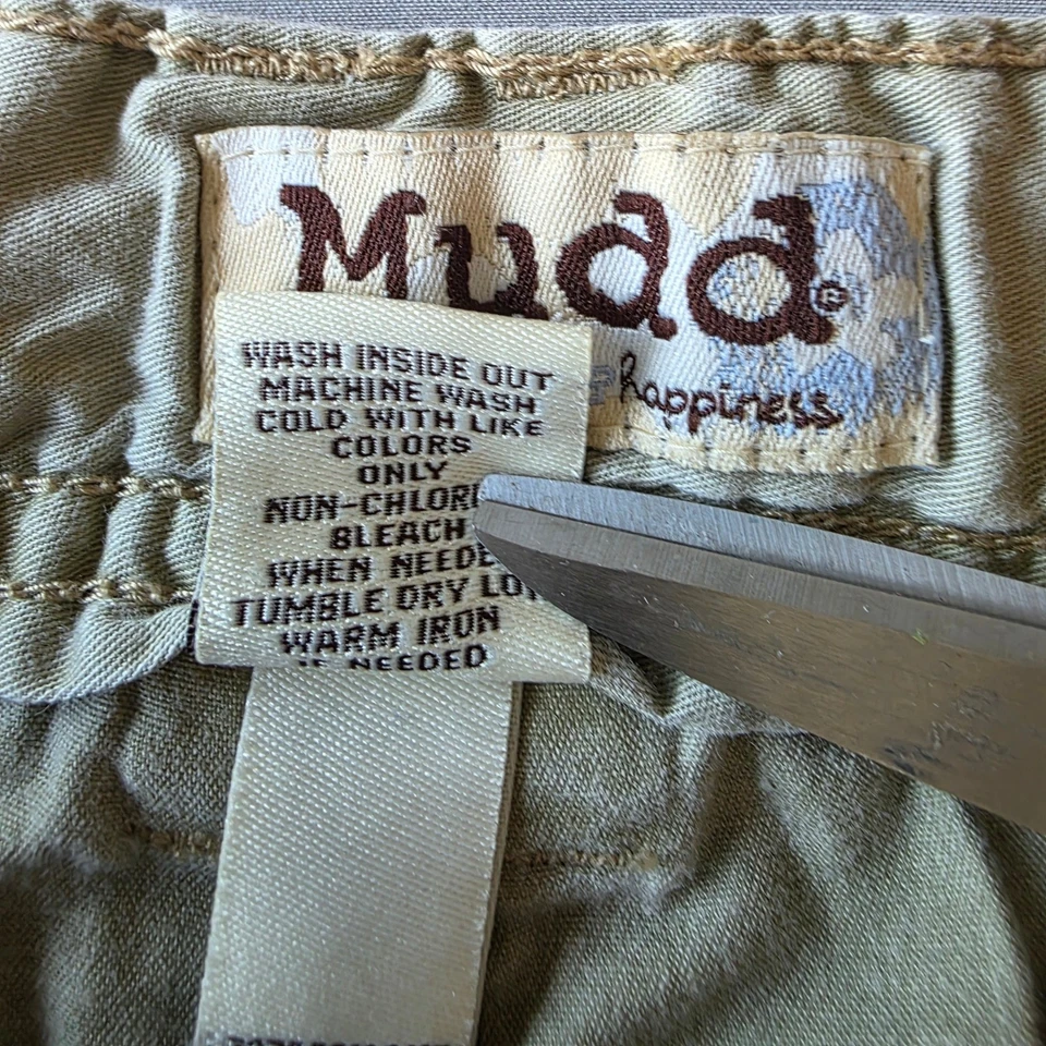 Pantalones Cortos Mudd Para Mujer Y2K Mini 13 Caqui Tostado Beige Tiro Bajo Carga Bolsillos Foto 4 de 4