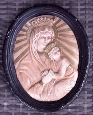 altes größeres Madonna Keramik Maria Marienbild Wandbild