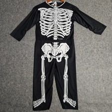 Vintage Ben Cooper Skeleton Costume Suit Kids Medium Glow Bones Halloween 1987 8
