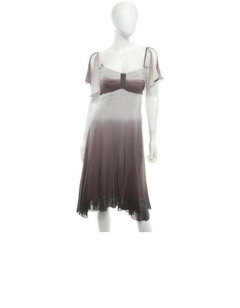 Women Karen Millen Dress Grey Silk 34