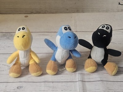 Super Mario Blue Yoshi 5'' Mini San-Ei Co. Plushy x3 - Red, Yellow & Blue