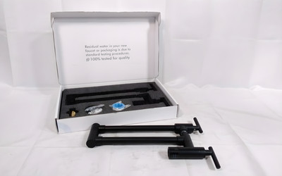 BWE Matte Black Wall Mount Pot Filler Kitchen Faucet Double Handle 23in Swing