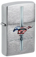 Zippo 46791, Ford Mustang Logo Design, Brushed Chrome Lighter, NEW