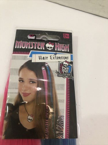 Monster High Halloween Costume Hot pink and Electric blue Hair Extensions 2ct - Picture 4 of 5