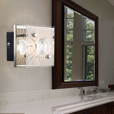 LED Mur Lumière Verre Motif Cristal Design Chrome Éclairage Cuisine Couloir Spot - Photo 1/4