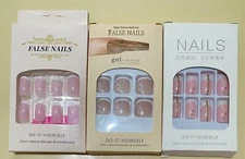 Long Square Press On Nails, French Tip Fake Nails 💅 Full Cover False Nails  NIB