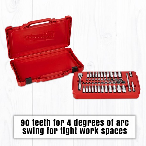 MILWAUKEE 50pce 1/4" Drive Ratchet & Socket SAE (Imperial & Metric) Set 48229004 - Picture 3 of 7