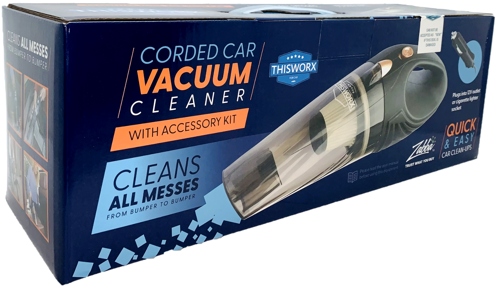 ThisWorx Corded Portable Car Vacuum Cleaner 16' Cable Accessory Kit