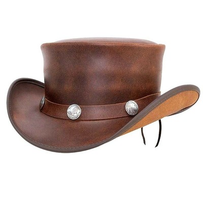 brown leather top hat