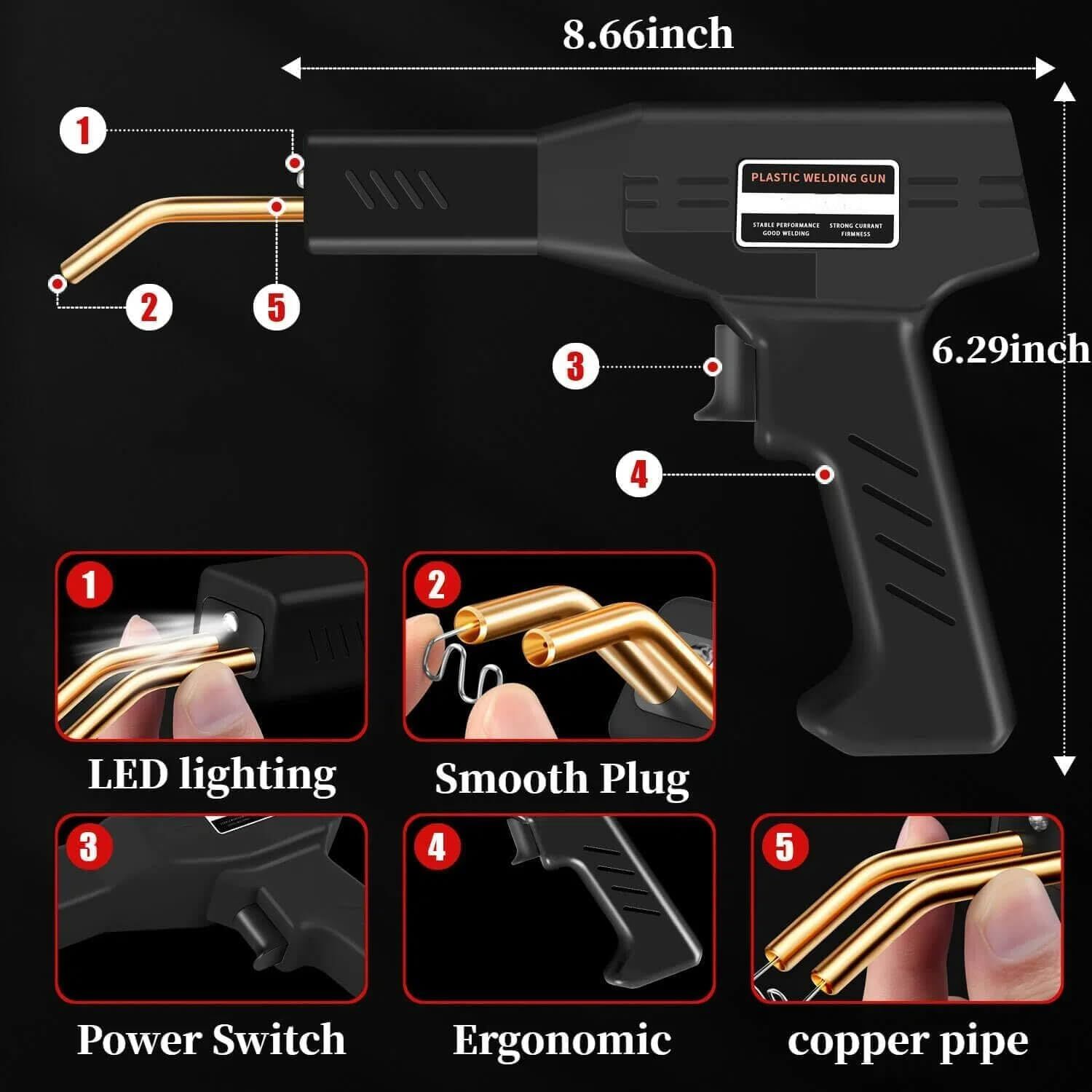 Hot Plastic Welder Heat Gun 800 Staplers Welding Machine Car Bumper Repair Kit