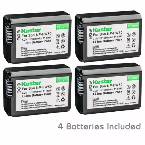 4x Kastar Battery for Sony NP-FW50 Alpha a6000 a6300 a6400 a6500 a6100 a7 a7 II