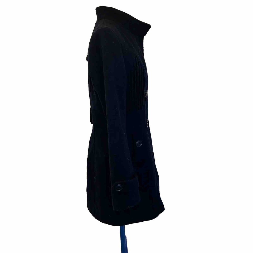 Women's Tdzo Wool Coat Uk Size XL Navy Blue Double Breasted Long Sleeve