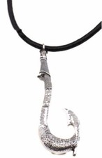 Princess Moana Fish Hook Silver Metal Pendant Necklace
