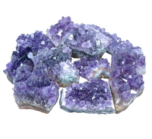 Kleine Amethyst Kristalle | 100% naturbelassene Drusenstücke | 10er Set - Picture 1 of 3