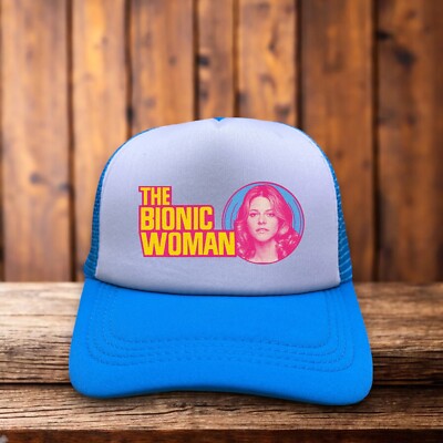 The Bionic Woman Mens Trucker Hat Blue Snapback Six Million Dollar Man Ball Cap