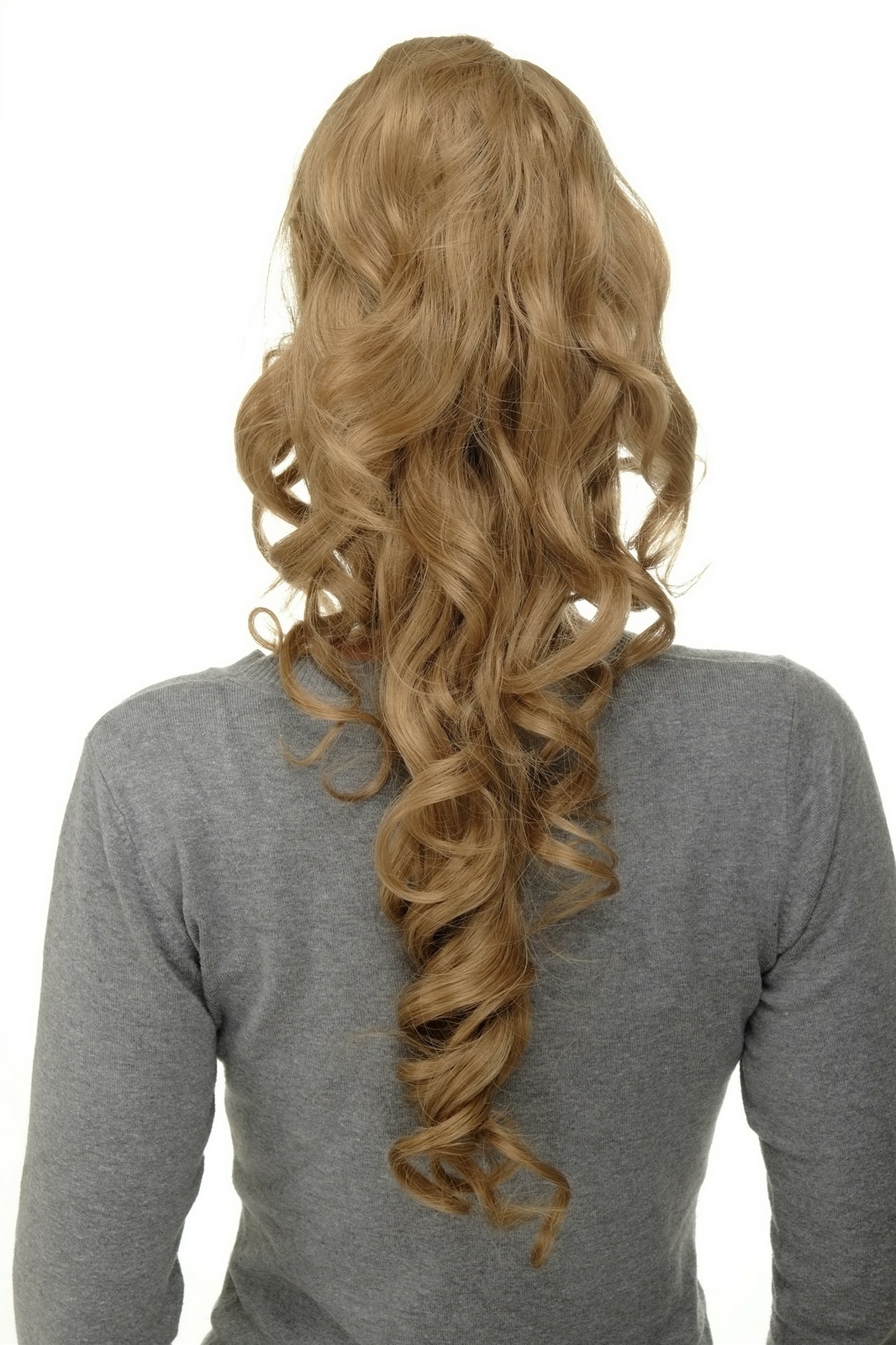 Curly Long Hair Piece Copper Blonde Mini Clip Comb & Elastic 60cm WK08-25