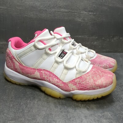 pink and white snakeskin 11s