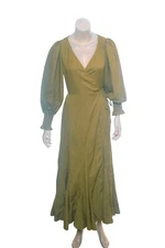 Rhode Resort The Fifi Wrap Dress S 6 Women's Casual Flared Green Maxi NEW 34728