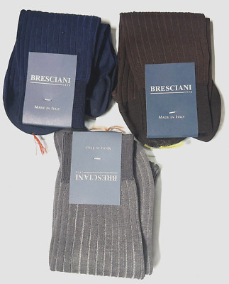 BRESCIANI Men Italian Socks  100% Cotton Size Large/New/Choose Color