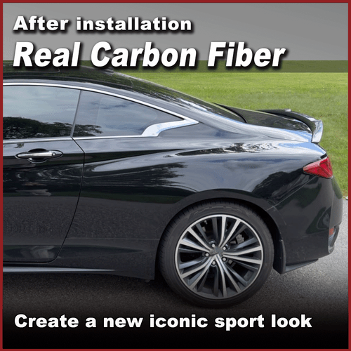 For Infiniti Q60 2016-2019 REAL Carbon Rear Trunk Spoiler Boot Racing Wing Lip - Picture 2 of 10