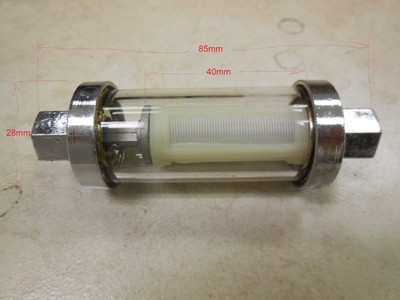 FILTRE A ESSENCE CHROME ET VERRE POUR HARLEY ET AUTRE MOTO