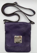 I Medici Firenze Crossbody Leather Bag Women's Purple Made in Italy