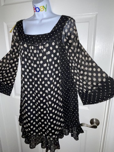 👗 Vestido Jovovich-Hawk Babydoll de Gasa Lunares Columpio Línea A, S - Imagen 6 de 12