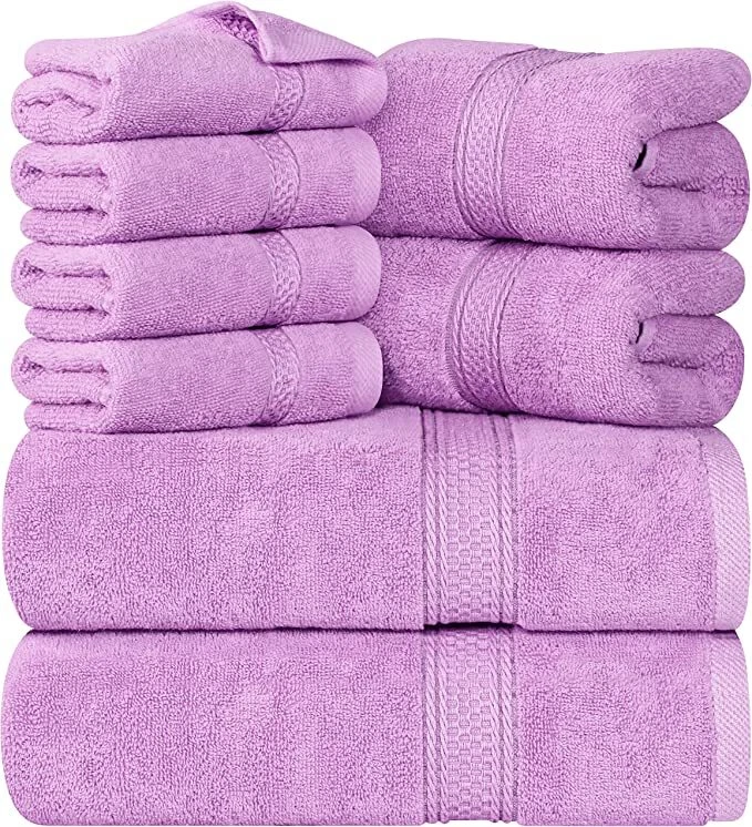 Towel Set 600 GSM 8Pc - 2 Bath Towels 2 Hand Towels 4 Washcloths Utopia Towels - Image 3 of 4