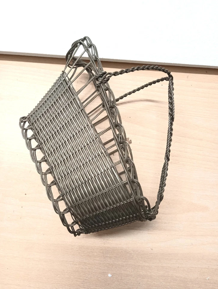 Körbchen, Flaschenkorb, Eisen,Fil de Fer, Shabby, Eisendraht FRANCE, Silberdraht - Bild 4 von 4