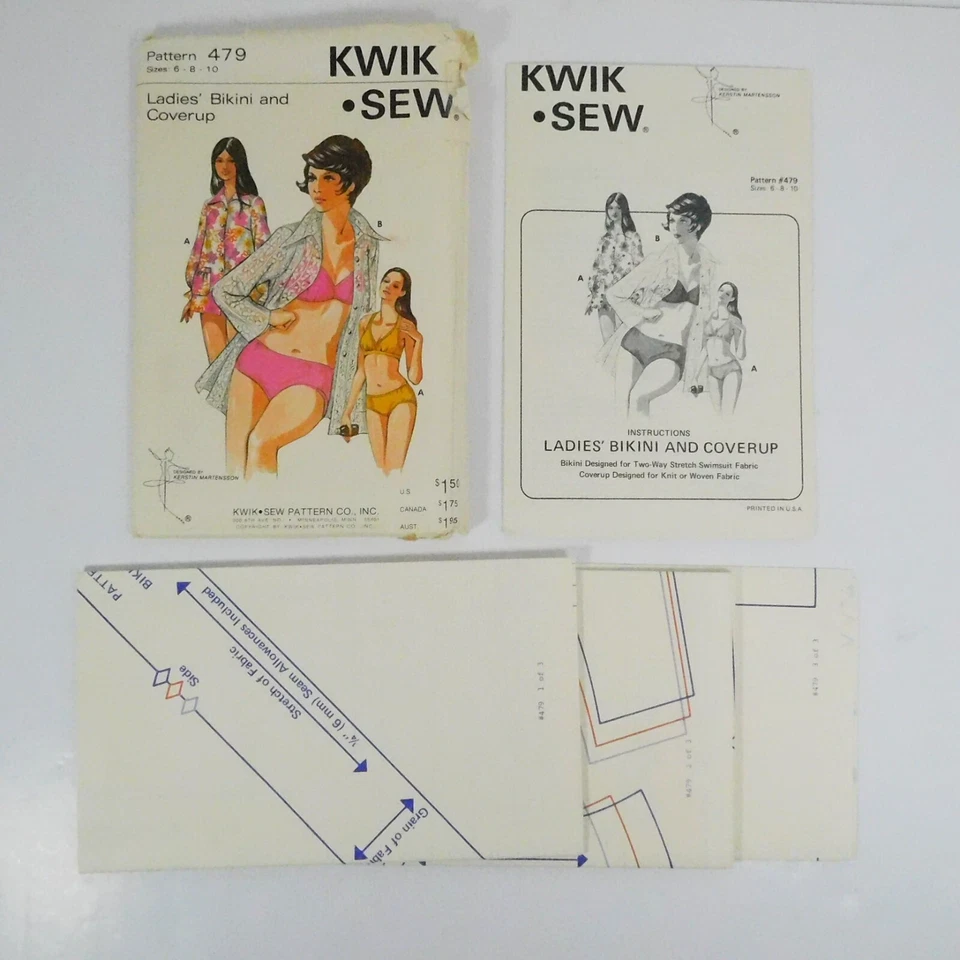 Kwik Sew Misses Bikini Coverup Pattern Size 6-10 Uncut Swimsuit Halter Top - Image 2 of 4