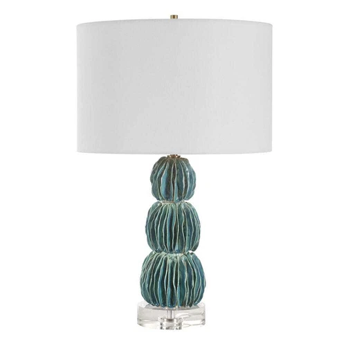 BONAIRE MODERN TABLE LAMP LAYERED CERAMIC CRYSTAL BASE UTTERMOST 30572 - Picture 3 of 6