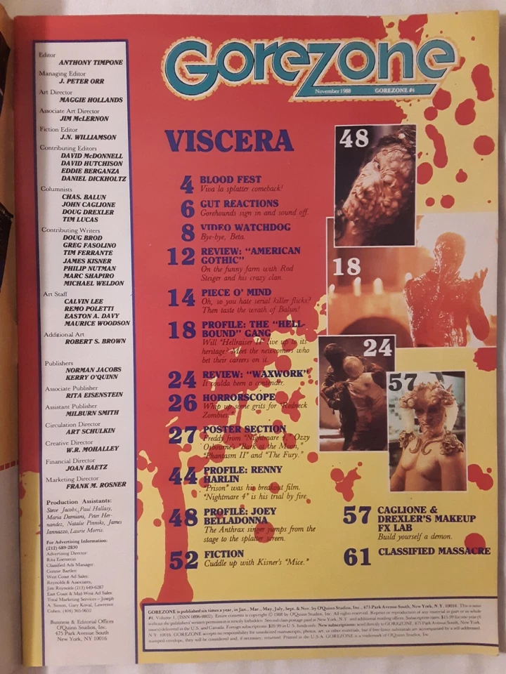 Gorezone #4 Nov 1988 FREE SHIPPING 4 giant posters intact NEW Nightmare Freddy - Image 2 of 4