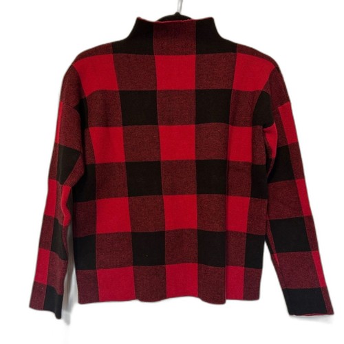TAHARI Buffalo Plaid Mock Neck Sweater