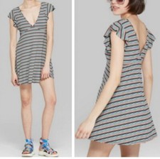 Wild Fable Womens Sundress Multi-Color Striped V-Neck Dress Size Medium
