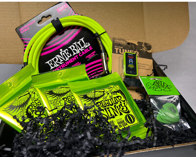 Ernie Ball  Regular Slinky 3 Sets Strings, Braided Neon Cable, Tuner & Picks 