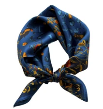 100% Silk 20" small Scarf Women neckerchief Wrap floral yellow blue red ZT117