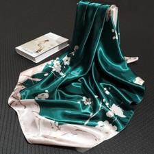 Satin Square 90CM Faux Silk Wrap Shawl Sun Protection Women Head Neck Scarf
