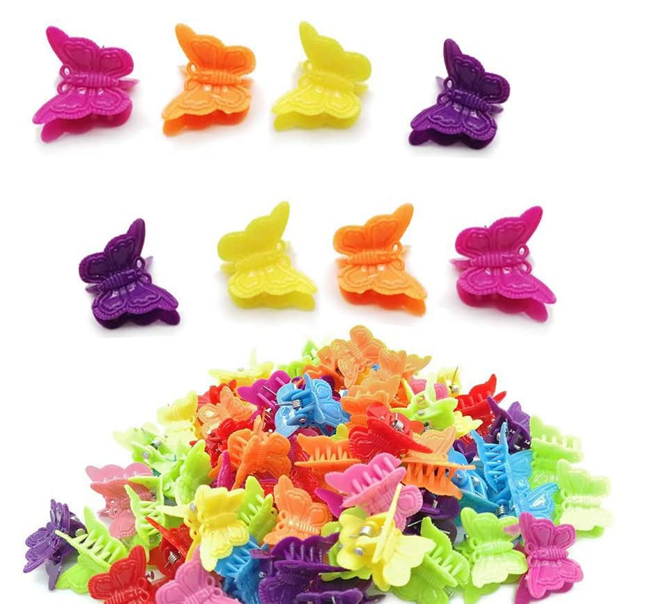 50 Pack Butterfly Hair Clips Pastel Mini Cute Accessories for 90S Girls Women, M