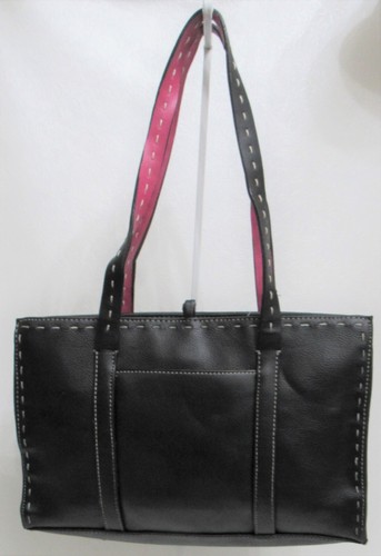 Bolso de mano Liz Claiborne de cuero sintético Y2K negro vintage - Imagen 3 de 10