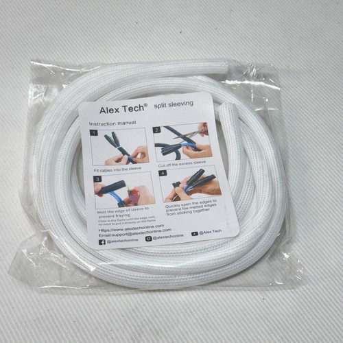 Alex Tech 1/4" 9 piedi bianco protezione cavo manicotto diviso - Foto 6 di 6