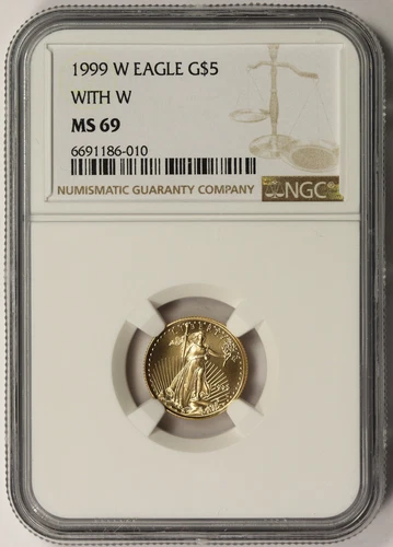1999-W With W Unfinished Proof Die Gold Eagle $5 Tenth-Ounce 1/10 oz MS 69 NGC