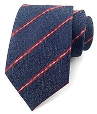 Men's Modern Stripe Ties Woven Pattern Business Formal One Size Navy Red Tweed
