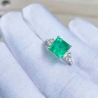 Columbian Emerald Asscher cut Ring 925 Silver Jewelry For Women Jewelry