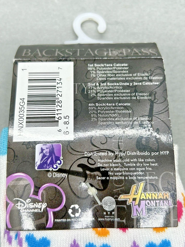 Hannah Montana 4-Pair Pack Of No-Show Socks Disney Green Stripes Hearts (hc) - Image 2 of 4