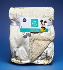 NEW Disney Baby Mickey Mouse Super Soft  Cuddly Sherpa Lined Baby Blanket 30x40