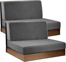 RV Dinette Cushion Covers   Stretchable 2PCS Dark Grey Slipcovers