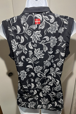Chemise Kastel Denmark 1/4 Zip Femme – Taille L, Imprimé Floral Et Noir – Maille Légère