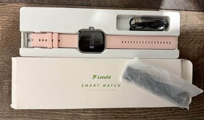 Letsfit Smart Watch Health Tracker Pink Band Silver Bezel New